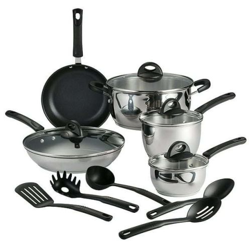 Tramontina Everyday 14 Pc Stainless Steel Tri-Ply Base Cookware Set Tramontina Everyday 14 Pc Stainless Steel Tri-Ply Base Cookware Set