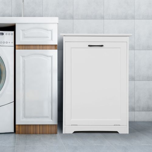 Trash Can Cabinet with Adjustable Tilted Angles; Kitchen Garbage Bin Holder for Kitchen; Living Room and Balcony; White Trash Can Cabinet with Adjustable Tilted Angles; Kitchen Garbage Bin Holder for Kitchen; Living Room and Balcony; White
